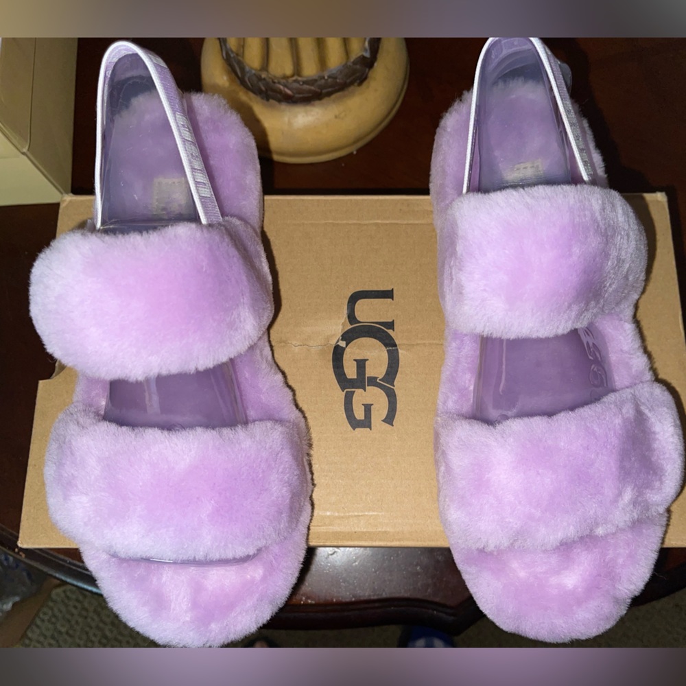 UGG Purple Oh Yeah Fur Slides size 8